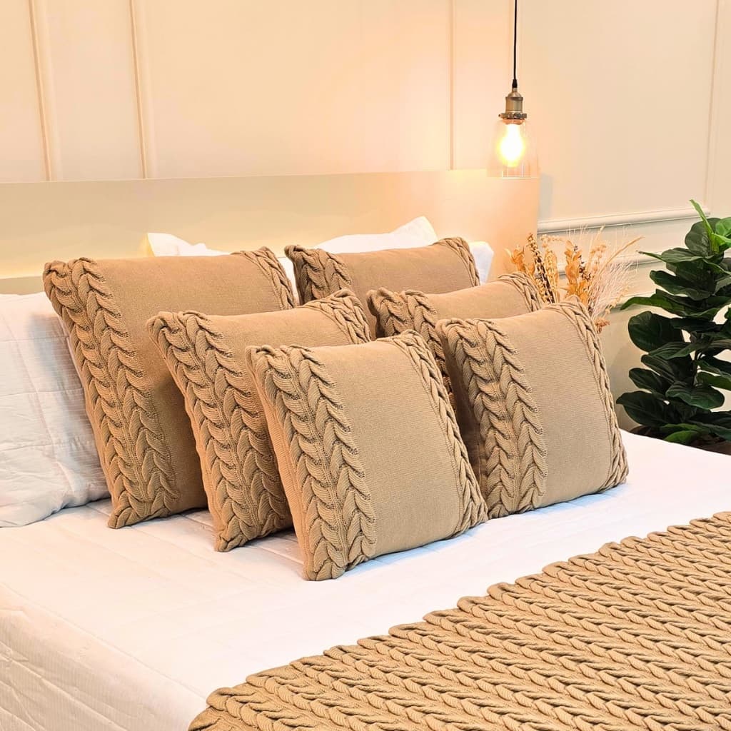 Capa de Almofada Tricot Decorativa Sofá Cama Aconchego Home Decor 50x50cm