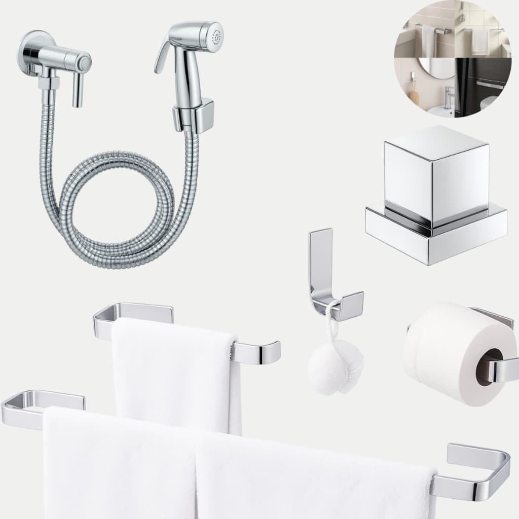 Kit Acessórios 04 Pçs Banheiro Cromado+Ducha Higienica+Acabamento Metal Padrão Deca