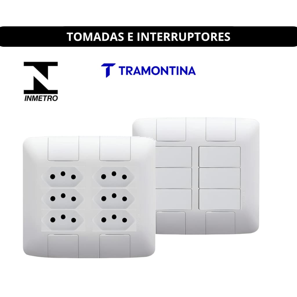 Conjunto Tomada, Interruptor 4x4 Tramontina Aria