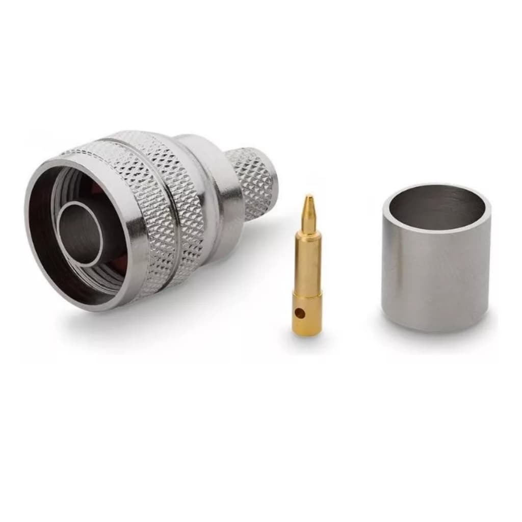 10x Conector N Macho Para Crimpagem Em Cabo Rg/c 213 Cn-180 Prateado