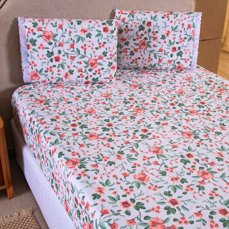 Jogo de Cama Queen 03 Peças Estampado 400 Fios