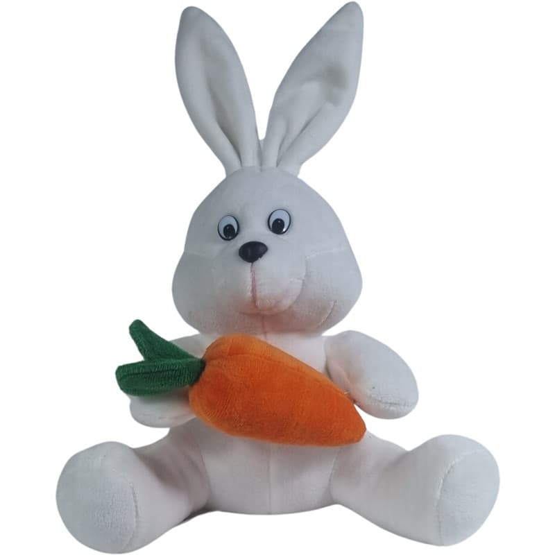 Coelho Com Cenoura Pelucia  Páscoa Branco Para Decoração Cheio de Charme