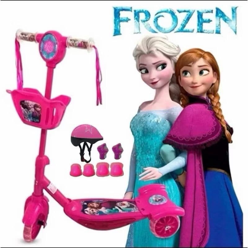 Patinete Infantil Menina e Menino Musical 3 Rodas Cesta e Luz
