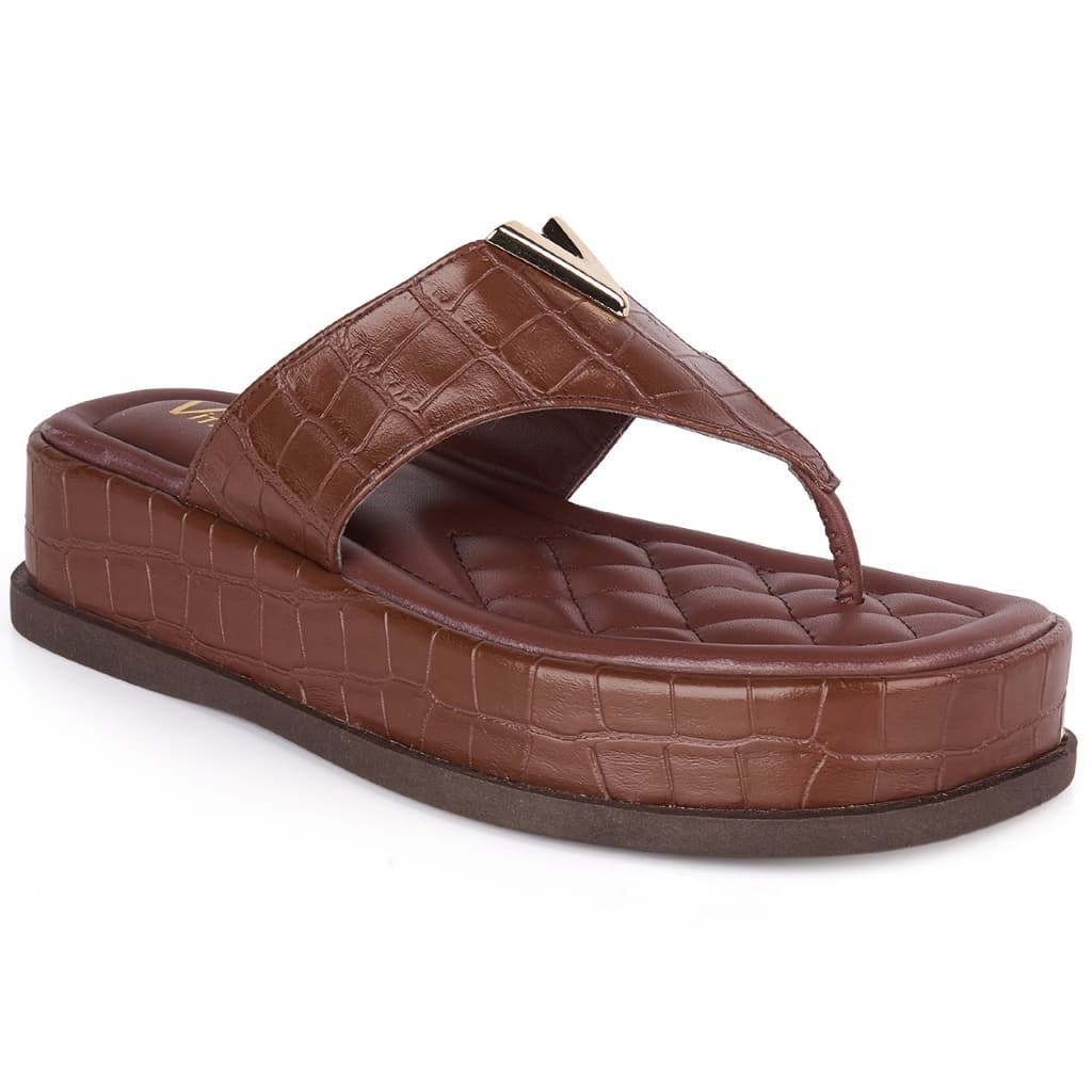 Tamanco Feminino Vitrine shoes Flatform Confortável Chinelo de Dedo Enfeite Metalizado Troco
