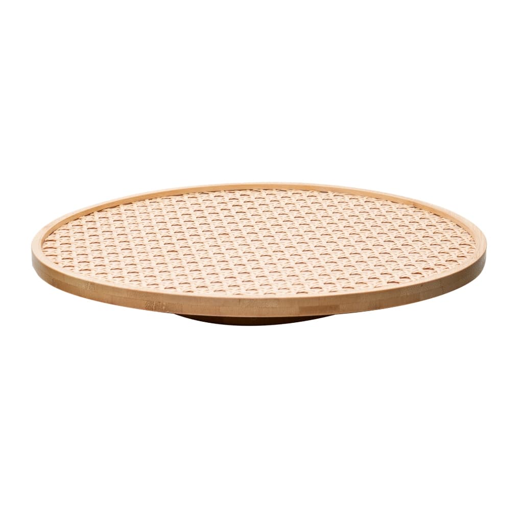 Wolff Bandeja Giratória de Bambu com Fundo em Treliça 30cm x 30cm x 2.5cm Alto Padrão em Cada Peça