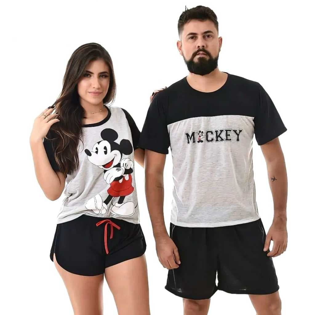Kit 02 Pijama Casal Adulto Em Malha PV Light Verão Masculino e Feminino