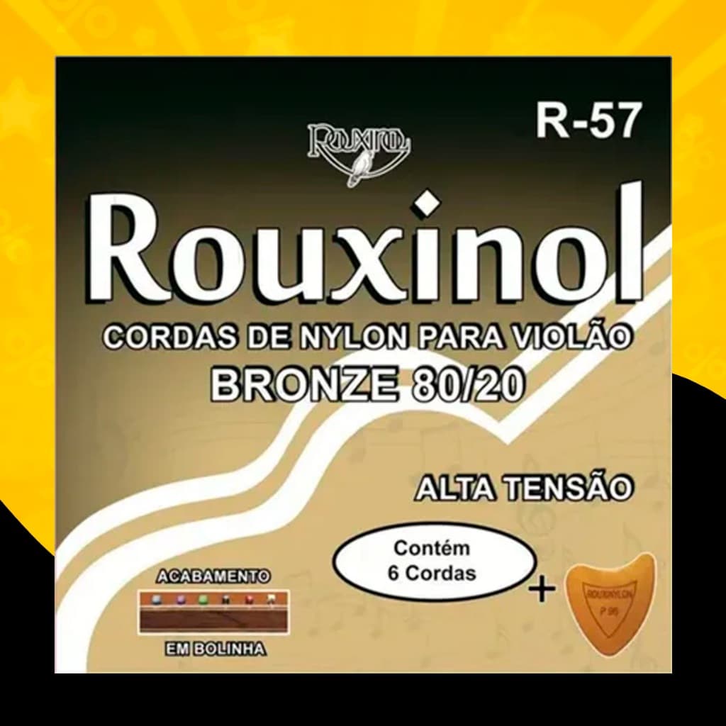 Jogo Cordas Rouxinol Encordoamento Nylon Bronze Violão R57 Original Encordoamento