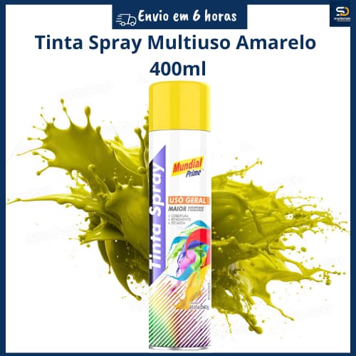 Tinta Spray Uso Geral Amarelo 400ml/240g Munidal Prime Metal