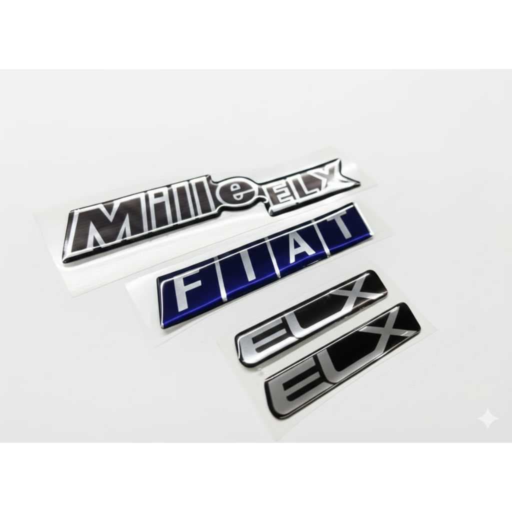 Kit Adesivo Emblema Mille Elx  + Fiat Para Fiat Uno Resinado
