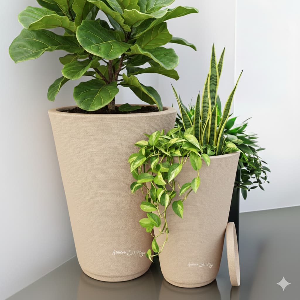 2 Vasos Grande de Flor  G/GG Planta Decorativo Área Externa Polietileno
