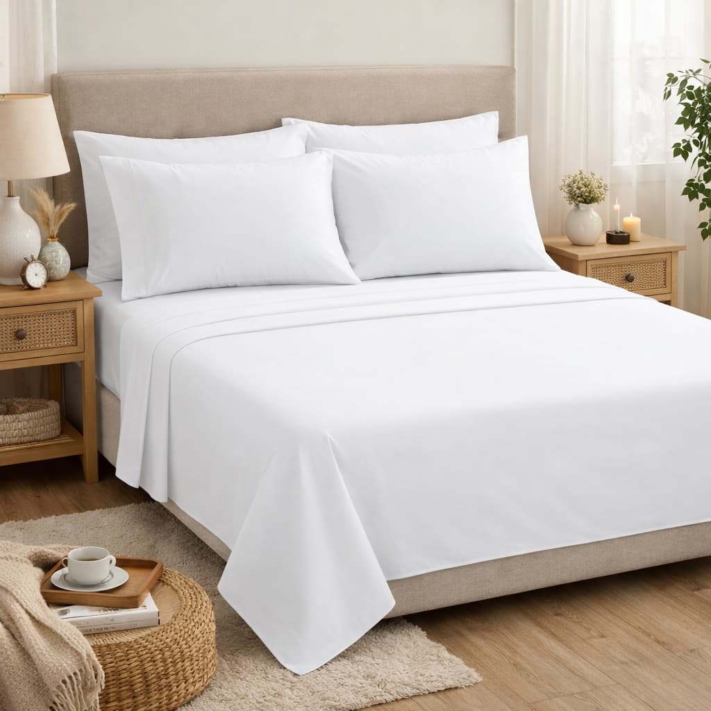 Jogo de Lençol 4 peças com 400 Fios Extra Macio Cama Casal Micropercal