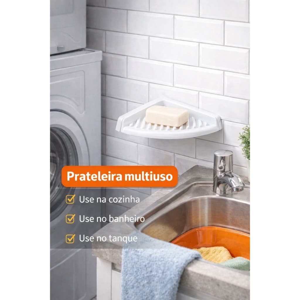 Prateleira Cantoneira Suporte Para  Banheiro Cozinha Multiuso Material Resistente
