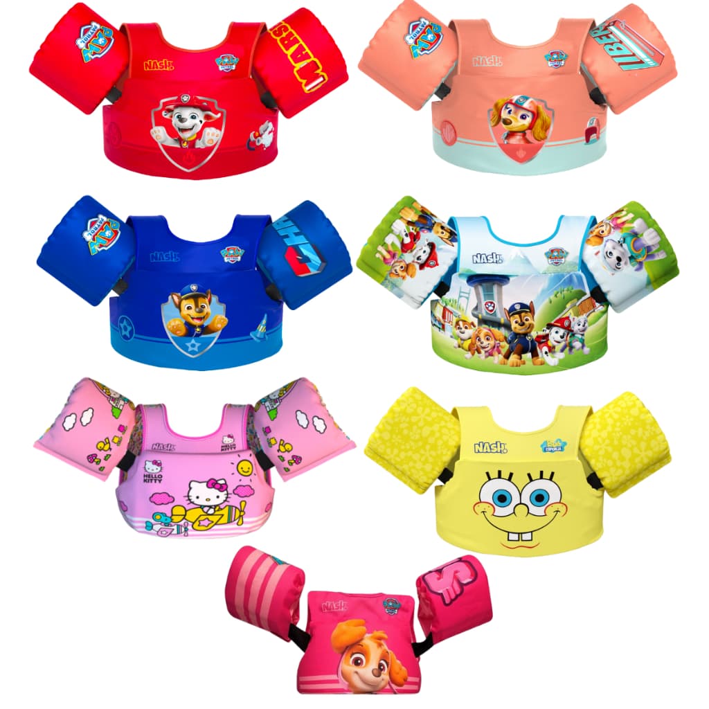 Boia Infantil Colete Salva Vidas Praia Piscina e Natação - Patrulha Canina, Hello Kitty e Bob Esponja - Nash
