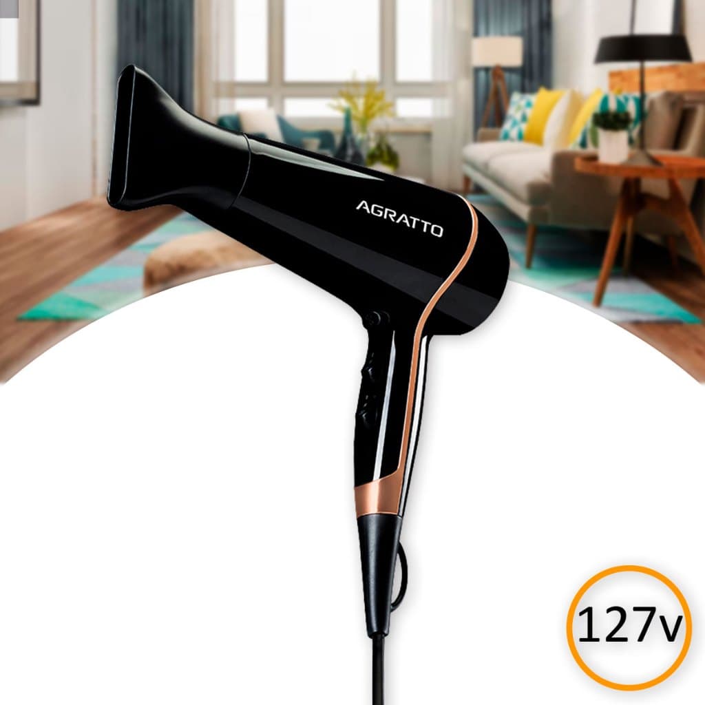 Secador de Cabelo Della Ar Quente Frio 2 Velocidades Preto 1900w 127v Agratto