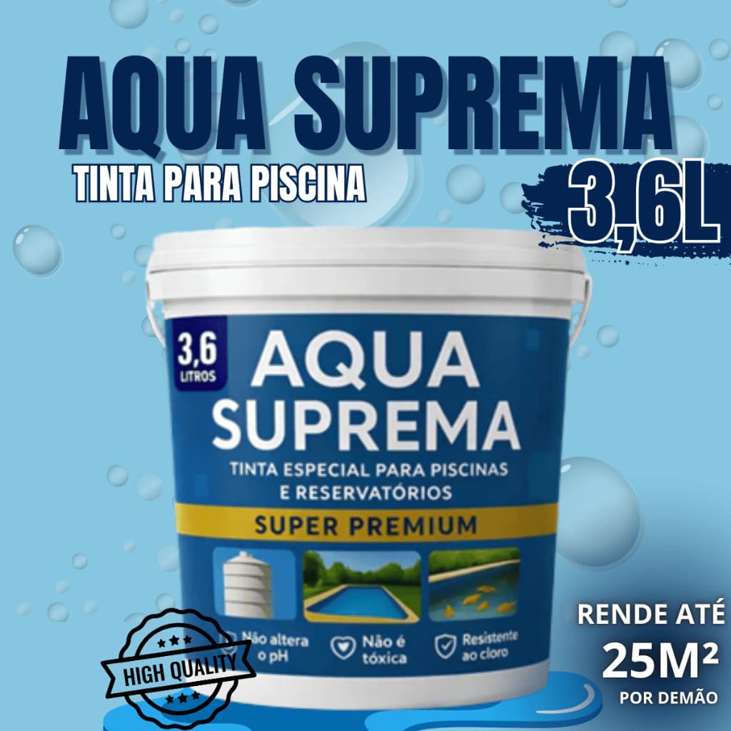 Tinta Impermeabilizante Aqua Suprema 3,6L Para Piscinas Alvenaria Acrílica Uso Interno Externo