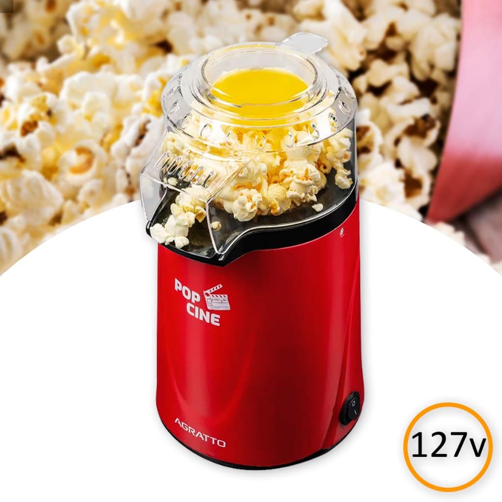 Pipoqueira Elétrica Pop Cine Vermelha Com Dosador 1200w 127v Agratto