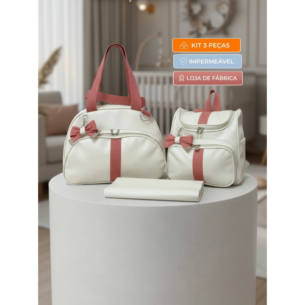 Kit Maternidade Menino Menina Bolsa Maternidade 3 Peças Bolsa G + Mochila + Trocador Impermeável Mamãe e Bebê