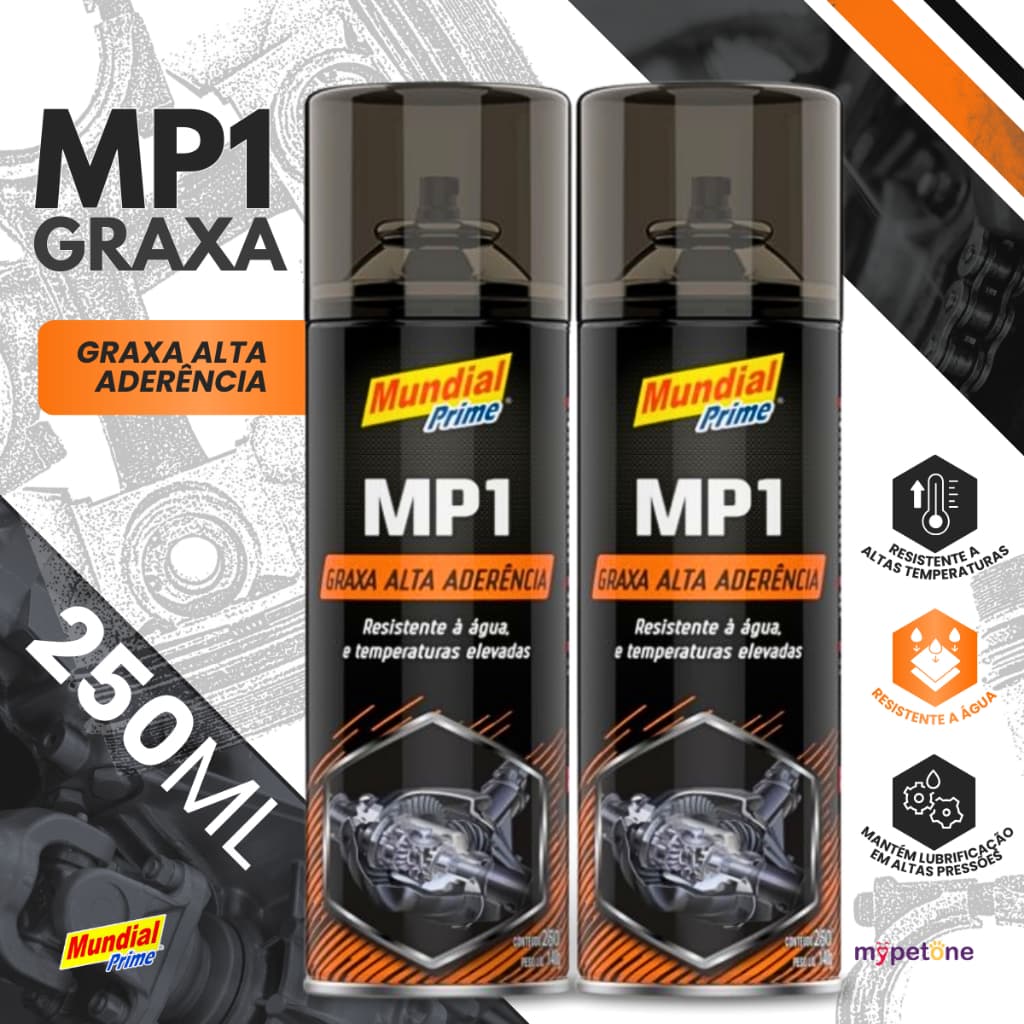 Kit 2 Graxa Alta Aderência MP1 Spray 250ml - Mundial Prime
