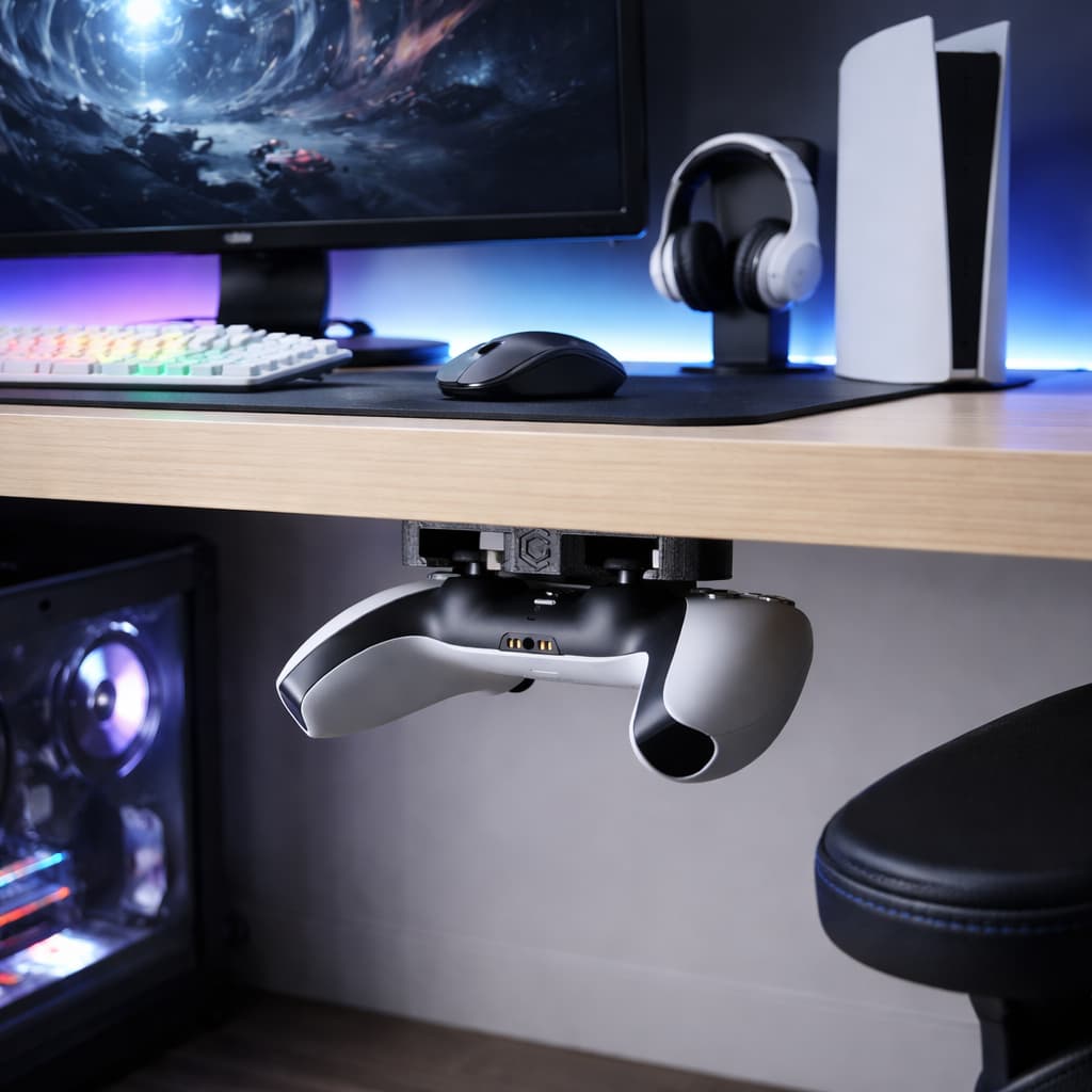 Suporte para Controle Gamer Minimalista/ Fixado na mesa ou parede – Organização e Estilo no Seu Setup