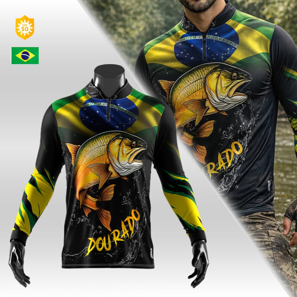 Camisa Camiseta de Pesca Blusa Dryfit Com Proteção Solar Uv50 Tecido Leve Resistente Para Frio Calor