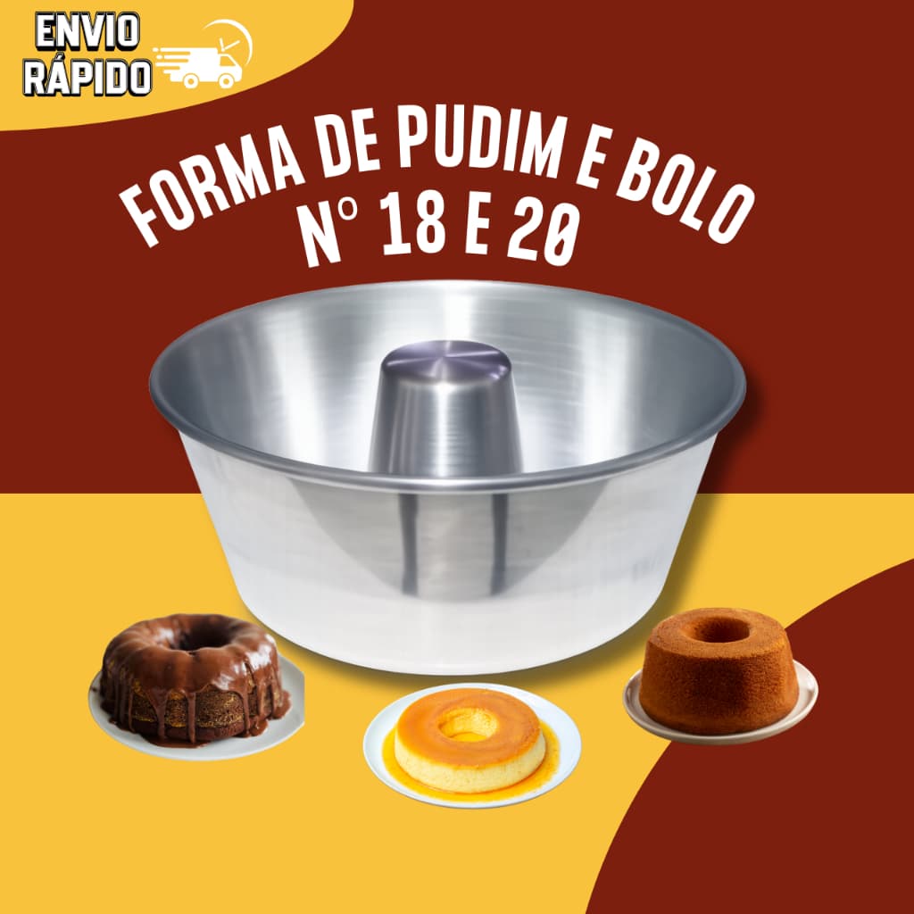 Forma de Pudim e Bolo Alumínio, Assadeira Redonda, Forma Redonda Nº18 e Nº20 1/2/3/4/5 un