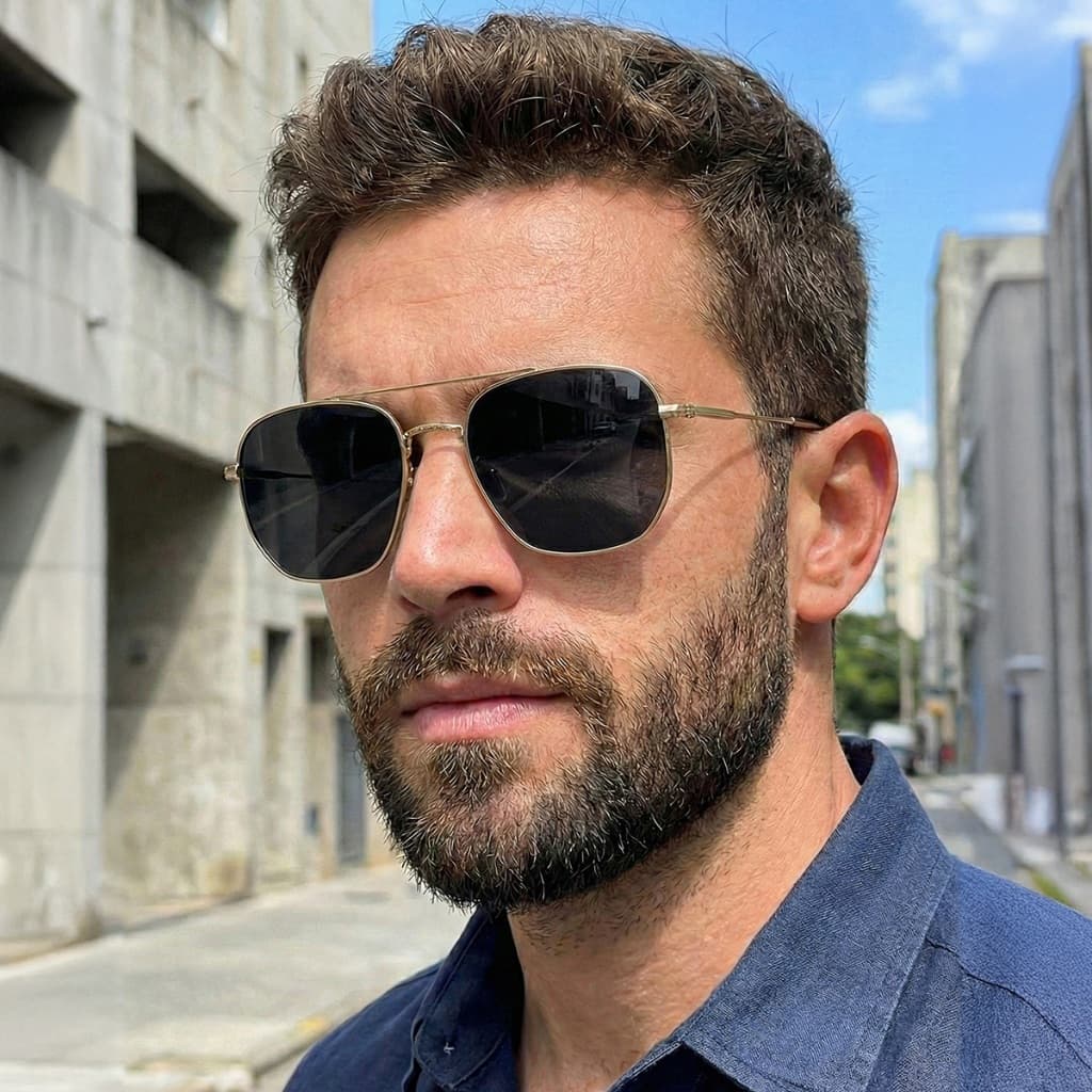 Oculos de Sol Masculino Hexagonal Ponte Dupla com Proteção UV400 Várias Cores