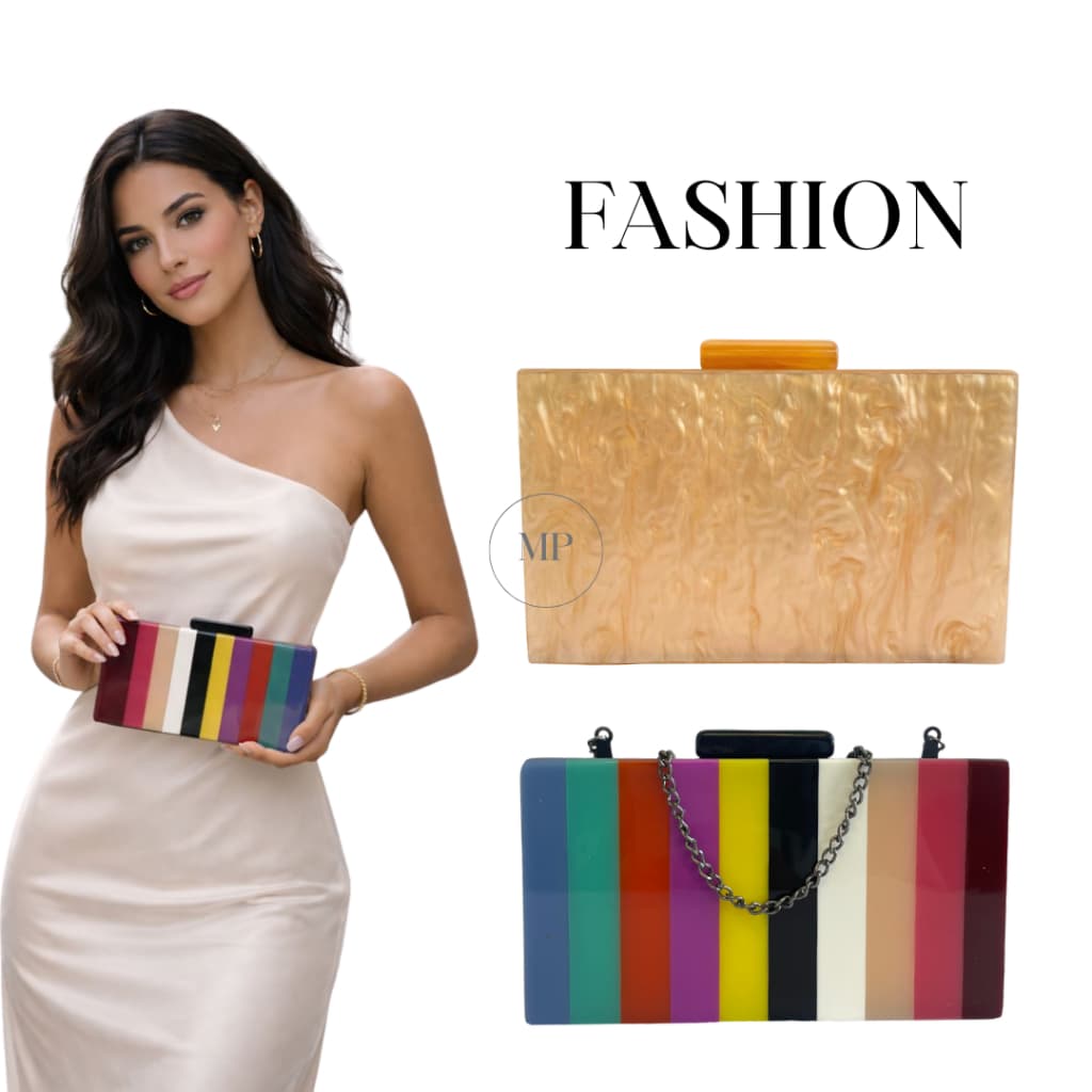 Bolsa Clutch Carteira De Mão Festa Acrilíca Com Alça Removível Luxo Feminino Casamento Formatura Balada