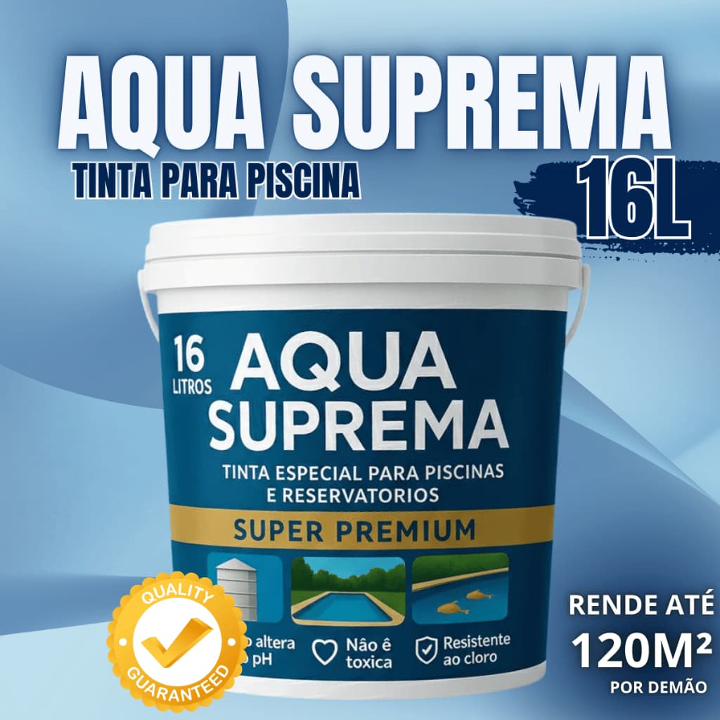 Tinta Aqua Suprema 16L Impermeabilizante Acrílica Para Piscinas de Alvenaria e Lagos Ornamentais