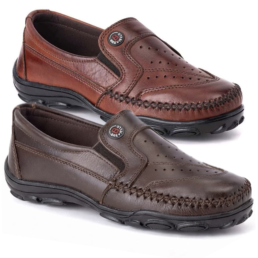 Kit 2 Pares Sapatilha Mocassim Docksider Masculino em Couro Legitimo