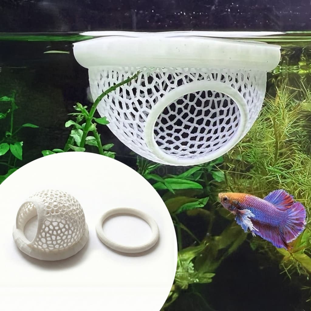 Kit Toca Esconderijo Betta e Anel Alimentação - Anti Stress Peixes Aquário