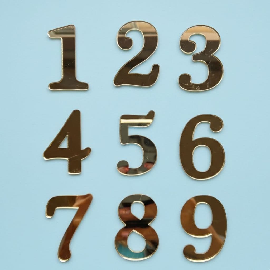 Números Acrílicos Espelhados 4,5cm – Kit com 5 Unidades