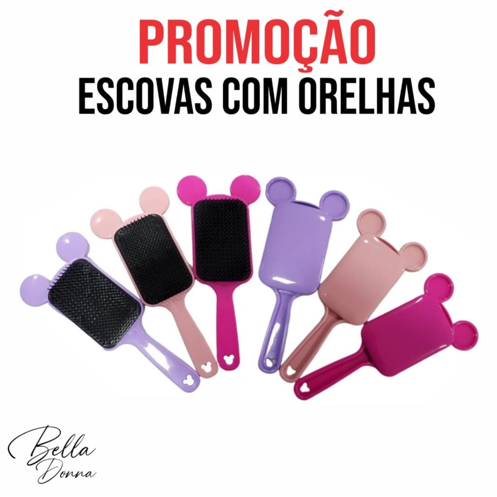 Escova com Orelhinhas cores sortidas  com 10 unidades