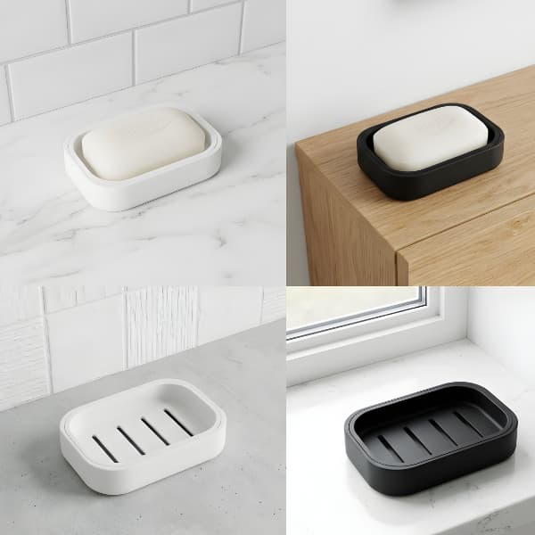 SABONETEIRA COM DRENAGEM E BASE VAZADA – PORTA SABONETE MODERNO PARA BANHEIRO E COZINHA
