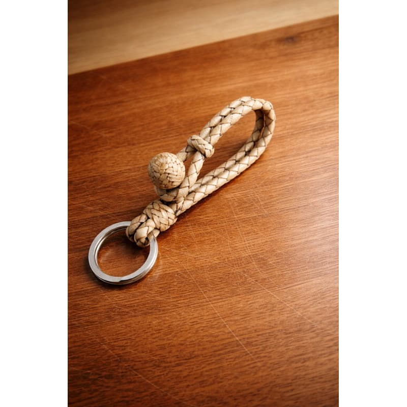 Chaveiro trançado em couro estilo rustico country