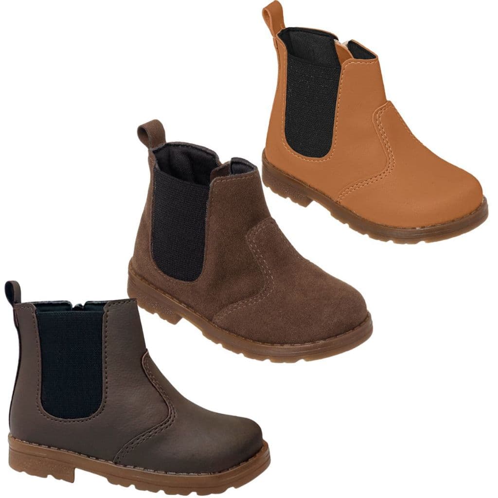 Bota Infantil Masculina Botinha Jeca Menino Confortável Leve Country Café Caramelo Marrom