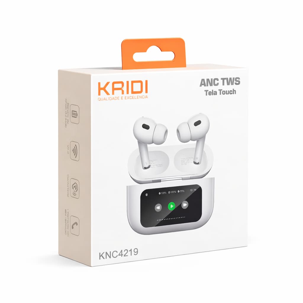 Fone De Ouvido Bluetooth KAIDI ORIGINAL Tela Touch Fone de Ouvido Sem Fio Cancelamento de Ruido