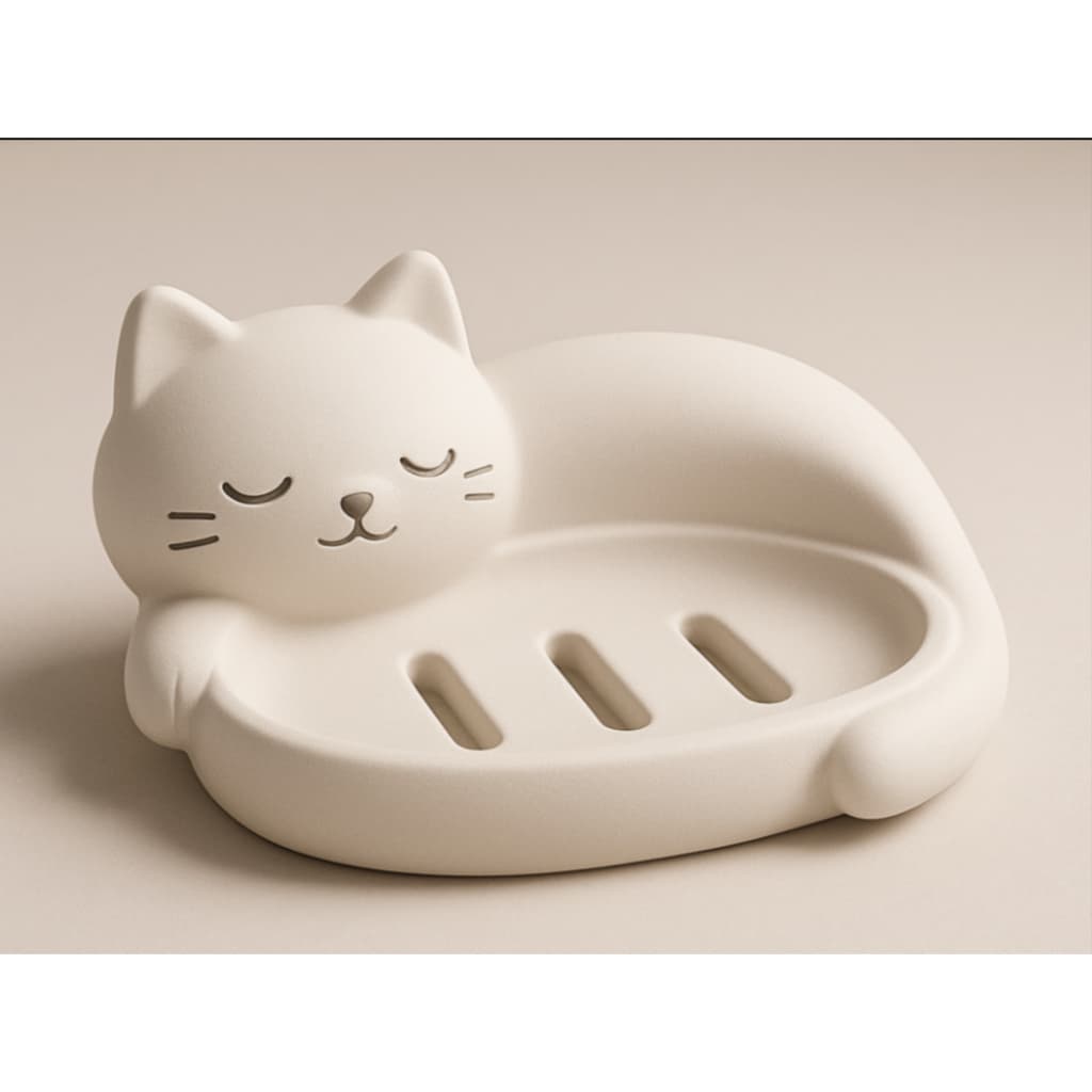 Saboneteira Gatinho Decorativa Antiderrapante – Ideal para Banheiro e Cozinha