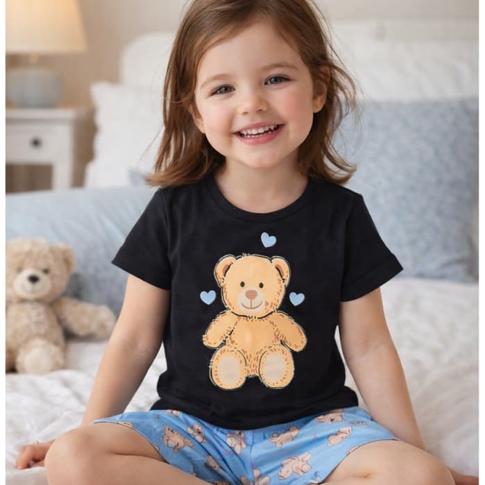 Conjunto Pijama Infantil Feminino Ursinho Leve, Macio e Brilha no Escuro