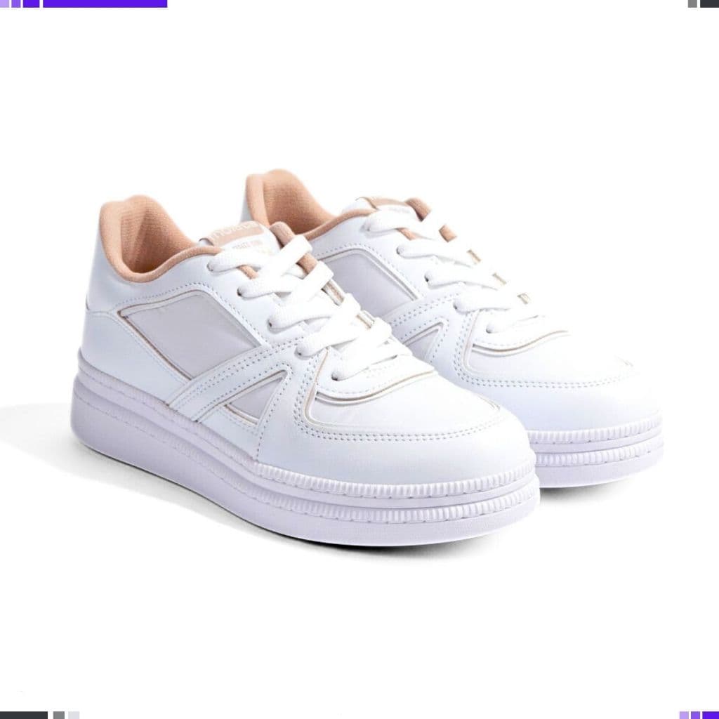 Tênis Branco e Preto Feminino Moleca Elegante Lançamento Tendência Moda 5816.108