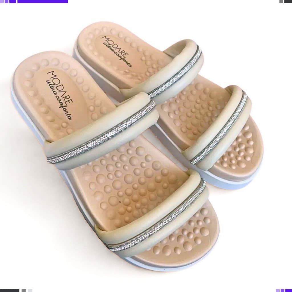 Tamanco Rasteira Feminino Creme Modare Palmilha Massageadora Ortopédica 7178.118