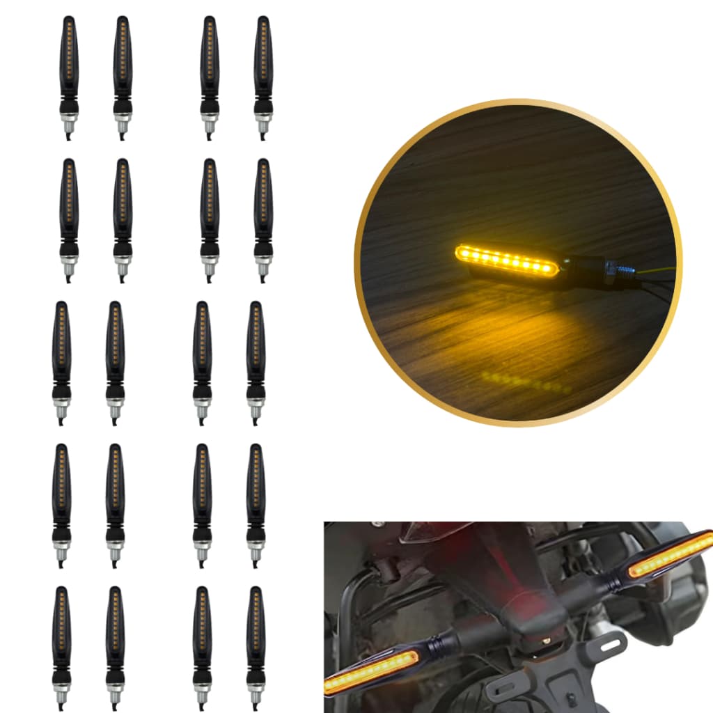 10 Par de Pisca Seta LED Slim Palito Sequencial Preto Universal  — Moto Honda, Yamaha 12V, Esportivo