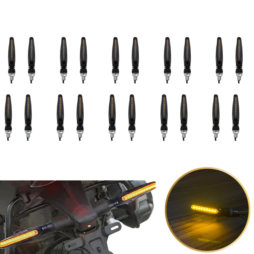 10 Par de Pisca LED Slim Palito Sequencial Preto Universal  p/ Moto  Seta Esportiva 12V Honda Yamaha