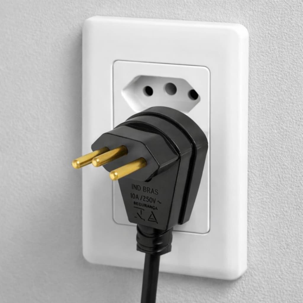 Plug Macho Com Prensa 3p+t 10a Preto 90° - Fame