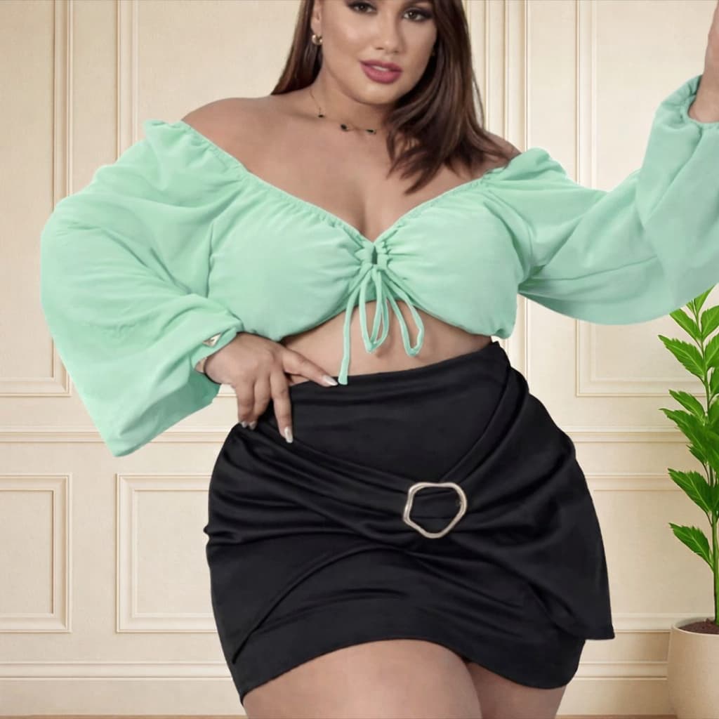 Short Saia Plus Size com Fivela