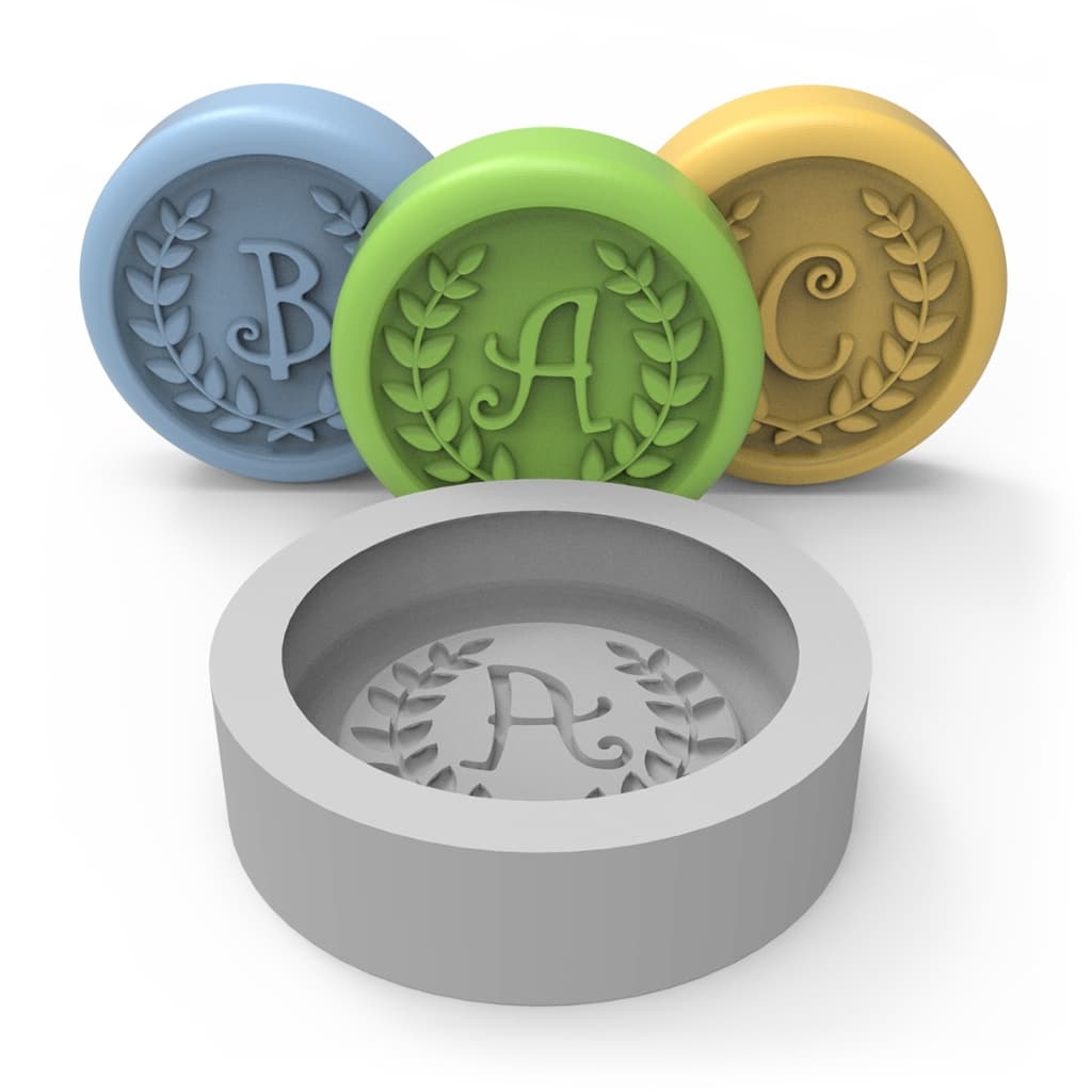 Forma de Silicone Coroa de Louro Letra Inicial para Lembrancinha DIY com Sabonete Resina Vela Cera