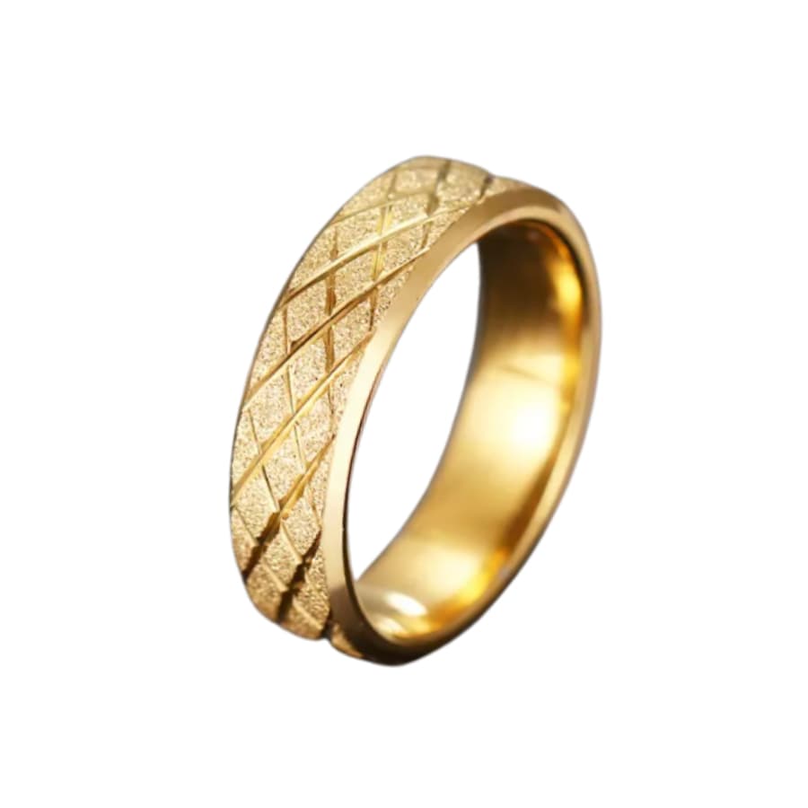 Aliança de Casamento Noivado Trançada 8mm Diamantada Brilhante Aço Inoxidável Banhada a Ouro Avulsa