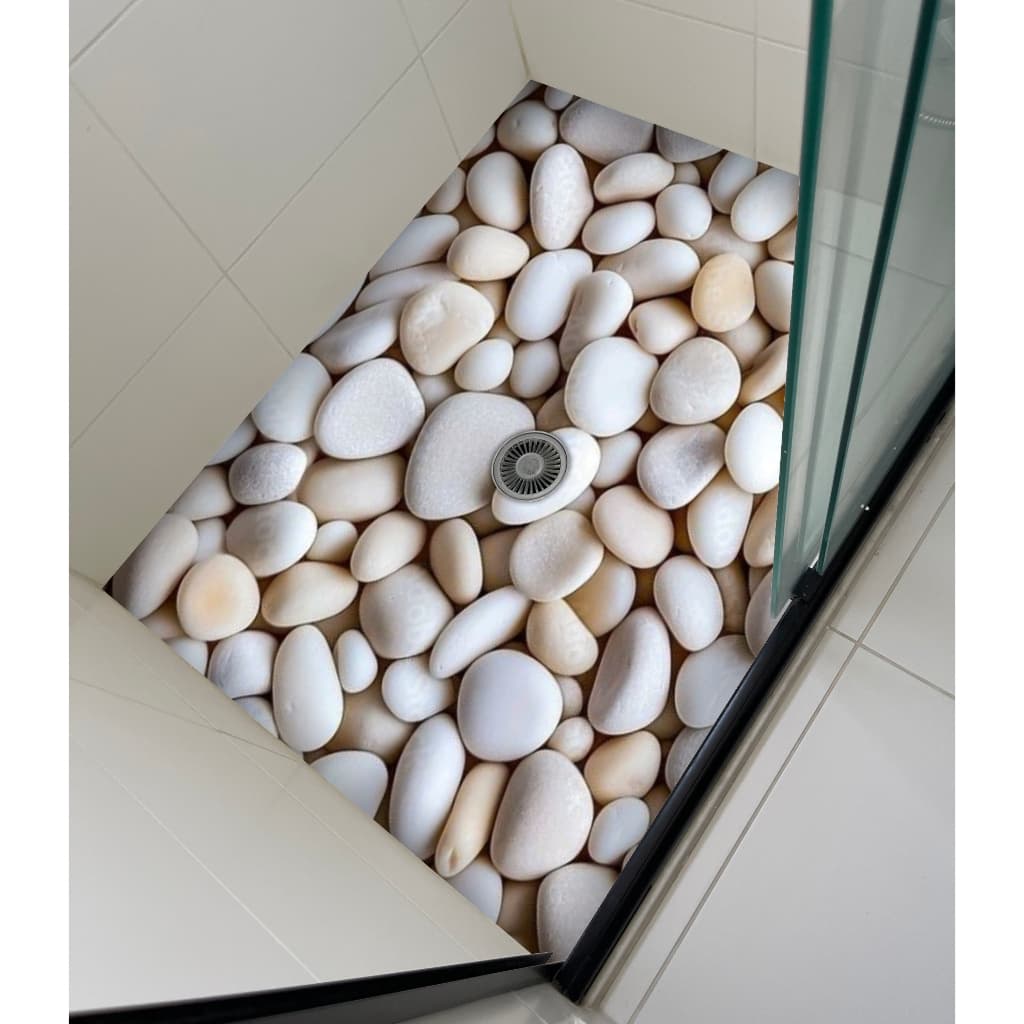 Adesivo Decorativo para Box Banheiro Pedras Brancas – Efeito Spa Relaxante