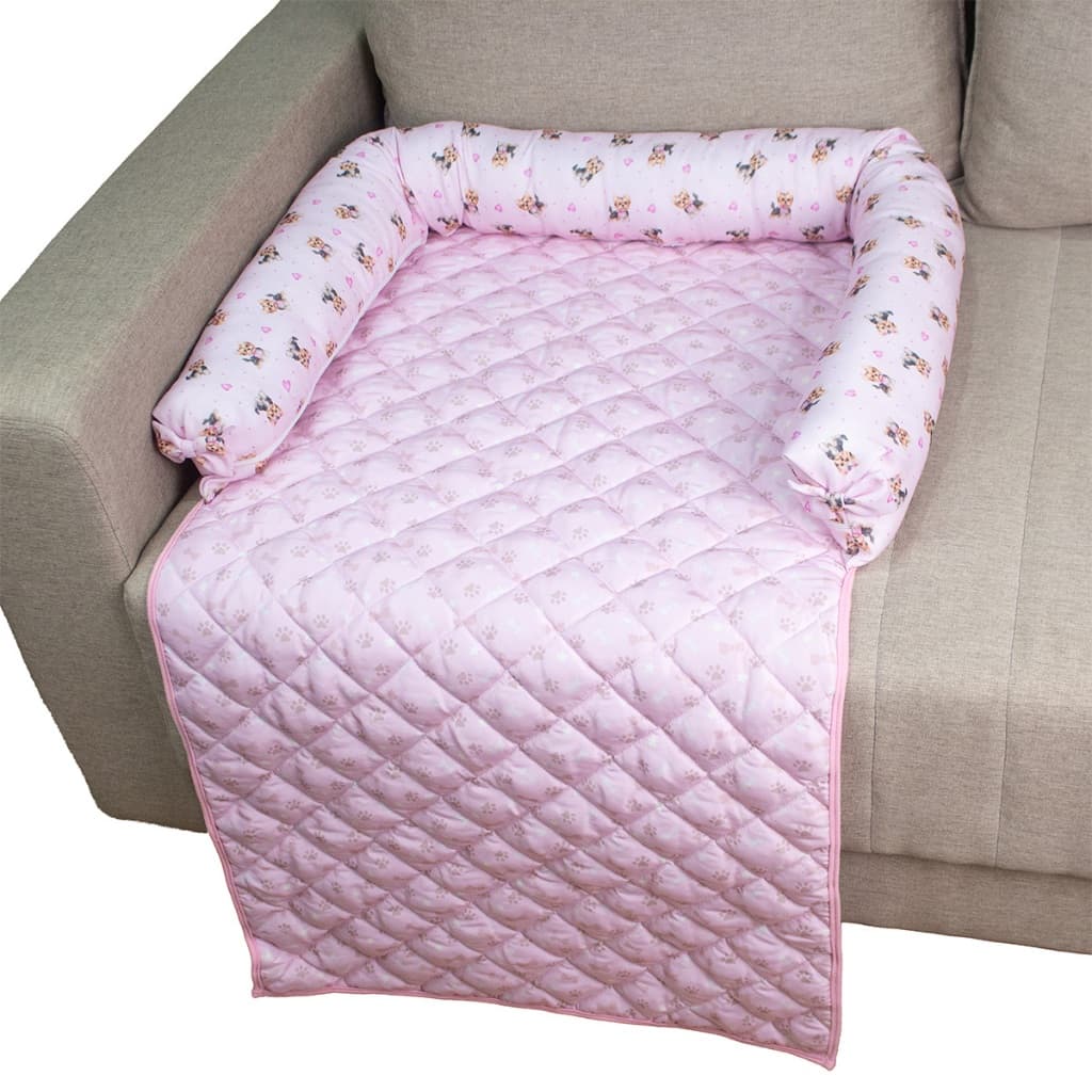 Cama Pet Protetor de Sofá Com Ziper Reforçado Estampa Yorkshire Rosa Para Cães de Raças Pequenas