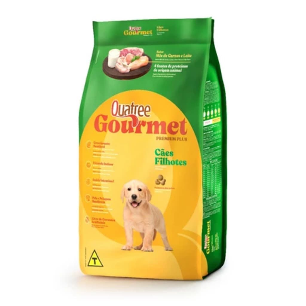 Ração Quatree Gourmet Cães Cachorro Cão Pet Filhotes Mix Carne e Leite 20kg Envio Imediato