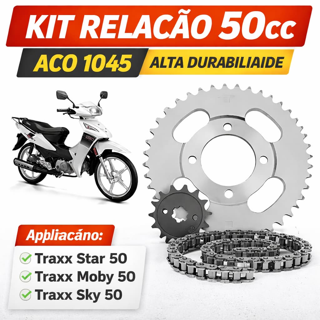 Kit Relação Traxx 50cc Star 50 Moby 50 Sky 50 Aço 1045